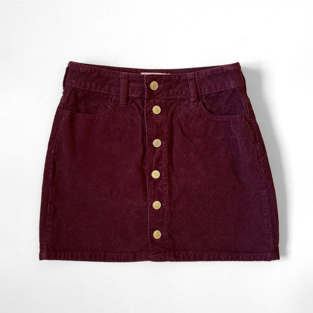 PacSun denim skirt in burgundy